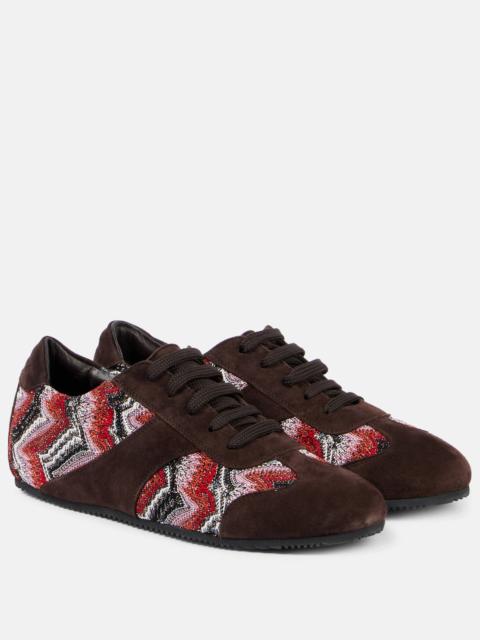 Missoni Lamé-trimmed suede sneakers