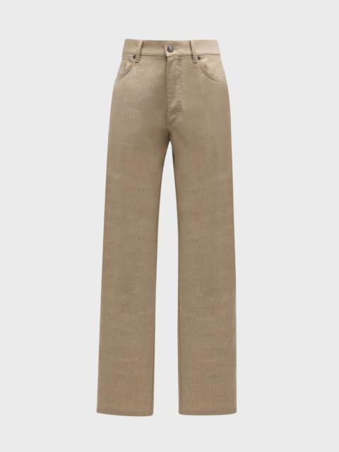 ZEGNA Men's Straight-Leg Twill 5-Pocket Pants
