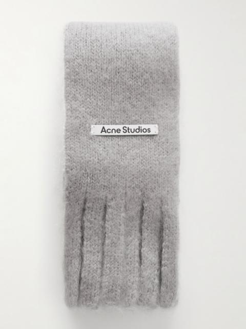 Acne Studios Kinna Skinny Fringed Mohair and Wool-Blend Scarf Gray