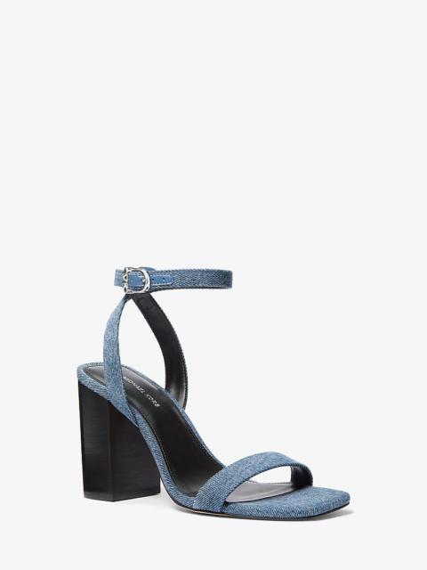 MICHAEL KORS Merriam Denim Block Heel Sandal