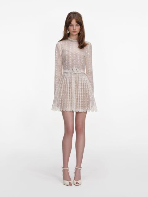 self-portrait Cream Organza Lace Mini Dress