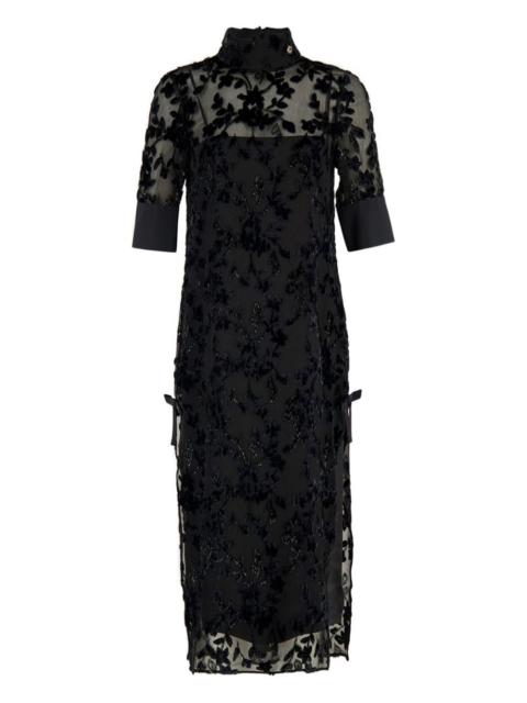 CASABLANCA floral-embroidered short-sleeve maxi dress