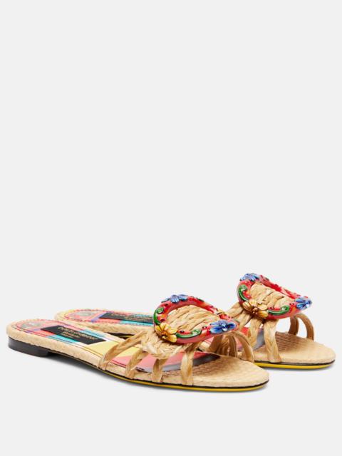 Dolce & Gabbana Taormina embellished raffia sandals