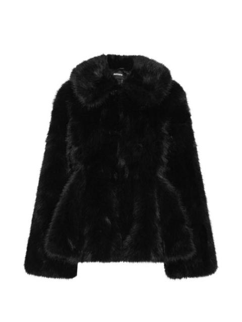 ROTATE faux-fur flared jacket black