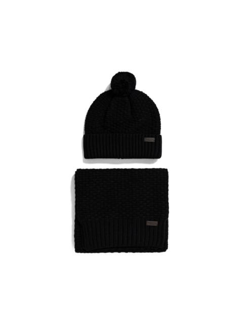 Barbour pom-pom chunky-knit beanie hat
