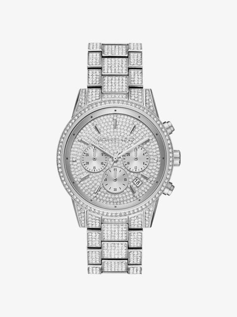 MICHAEL KORS Bryant Pavé Silver-Tone Watch