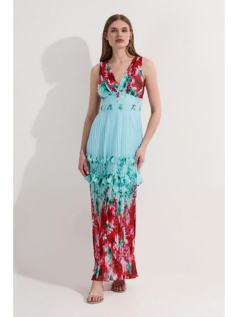 KAREN MILLEN Floral Pleat Detail Strappy Woven Midi Dress