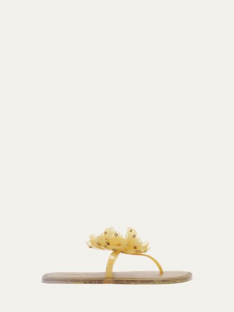 FARM RIO Yellow Studded Flower Jelly Flat Sandal