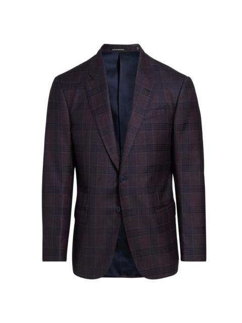 EMPORIO ARMANI Men's Plaid Wool Sport Coat - Purple
