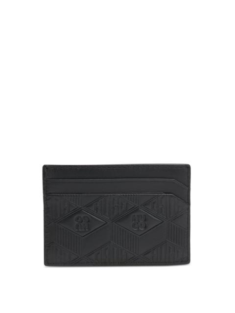HUGO LEATHER CARD HOLDER WITH GEOMETRIC LOGOS