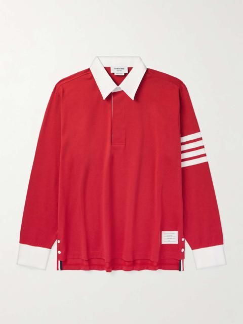 Thom Browne Logo-Appliquéd Striped Cotton-Jersey Polo Shirt