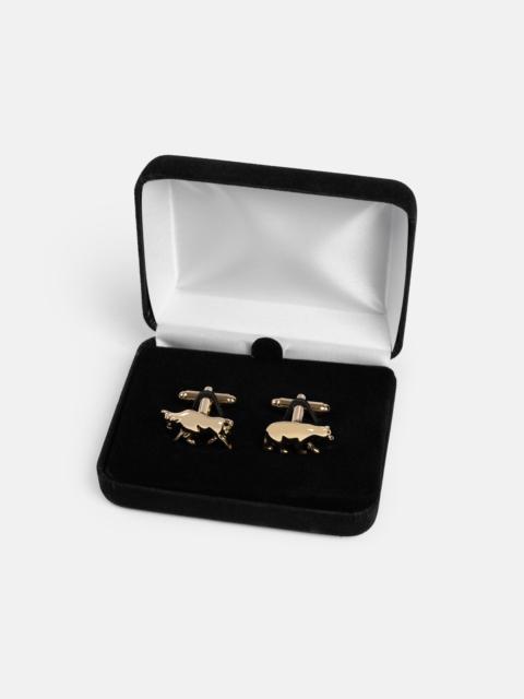 J. PRESS MADE-IN-USA BULL AND BEAR GOLD FINISH CUFFLINKS