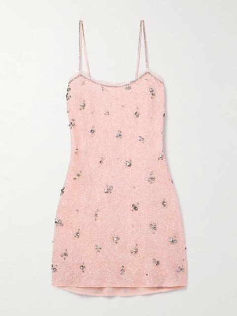 LoveShackFancy Windson Chiffon-trimmed Embellished Crepe Mini Dress