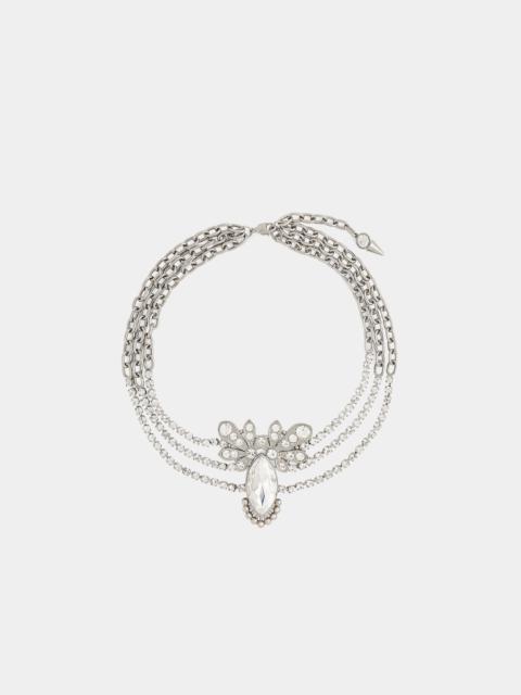 rabanne SILVER NECKLACE WITH FLORAL PENDANT