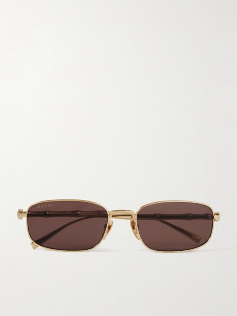 GUCCI Bamboo Rectangular-frame Gold-tone Sunglasses