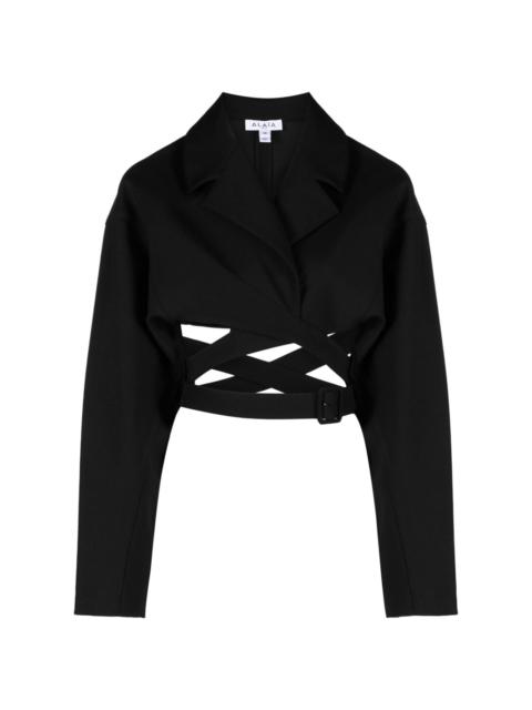 buckle-strap cropped blazer