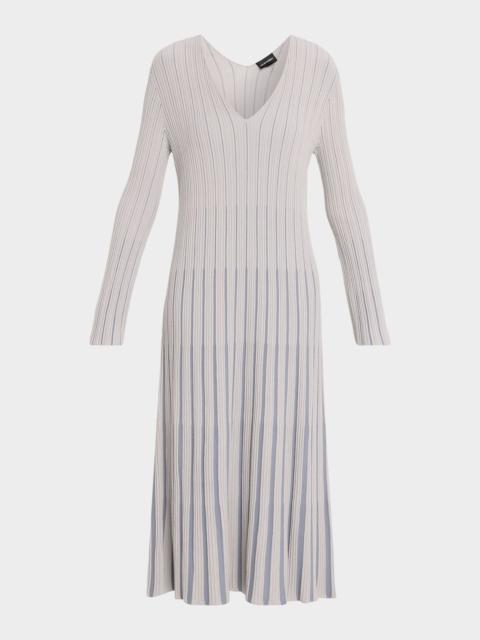 EMPORIO ARMANI Long-Sleeve V-Neck Midi Dress