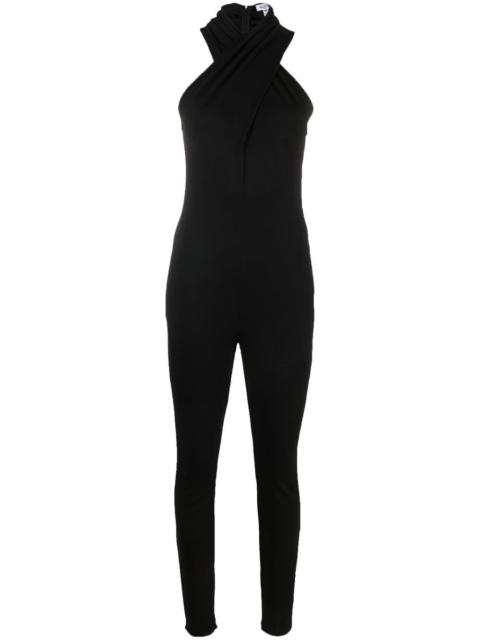 Alaïa crossover-neck skinny jumpsuit