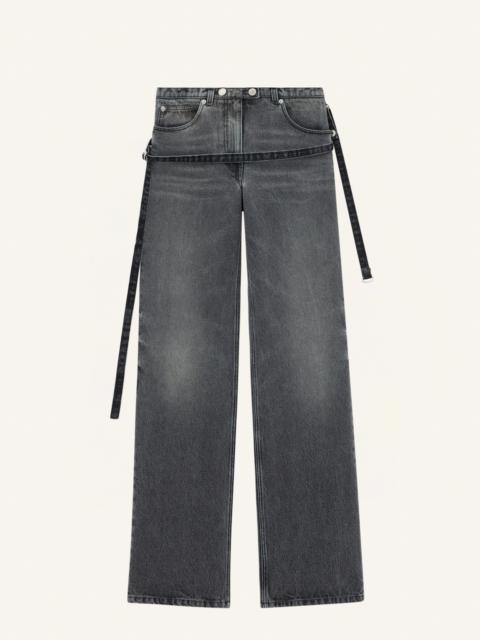 courrèges BAGGY PANTS ONE STRAP STONE DENIM