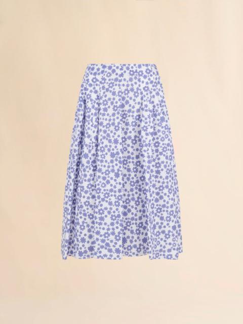 Marni POPLIN MIDI SKIRT WITH WHITE AND LIGHT BLUE POP FIELDS MOTIF