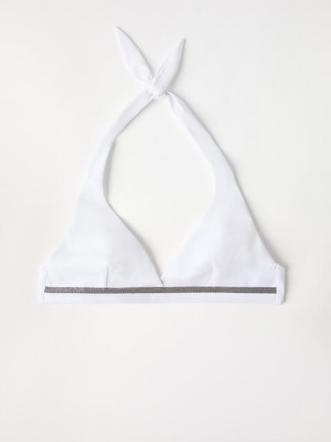 Techno jersey bikini top with precious trim