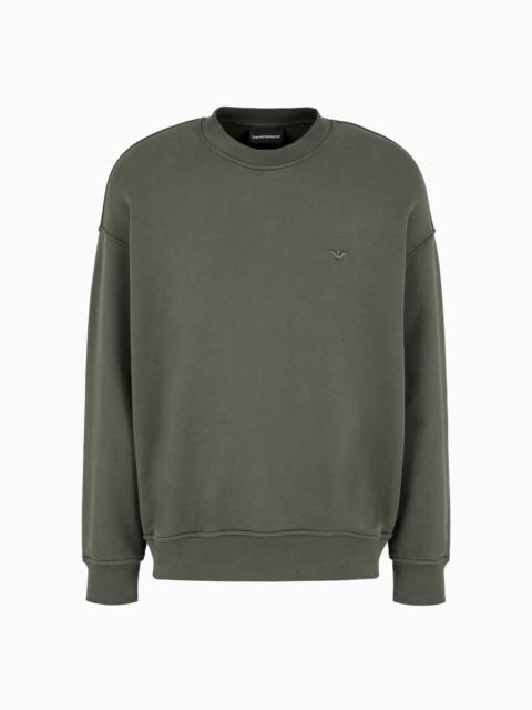 EMPORIO ARMANI Loose-fit jersey sweatshirt with super-embossed logo embroidery
