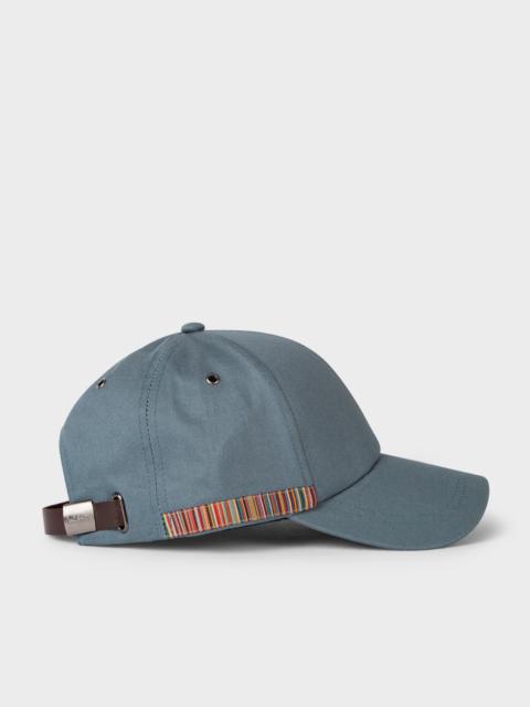 Paul Smith Denim Blue 'Signature Stripe' Trim Cotton Baseball Cap
