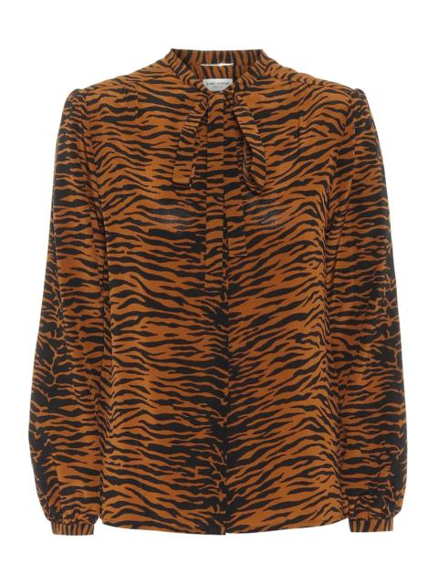 SAINT LAURENT Tiger-printed silk shirt