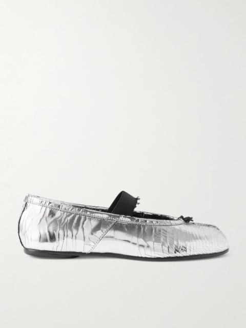 Maison Margiela Tabi Split-toe Metallic Cracked-leather Ballet Flats
