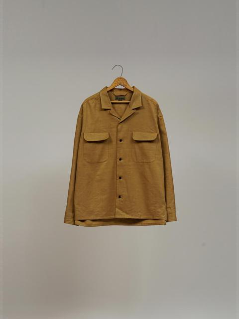 Nigel Cabourn Open Collar Shirt Linen Fleece in Khaki