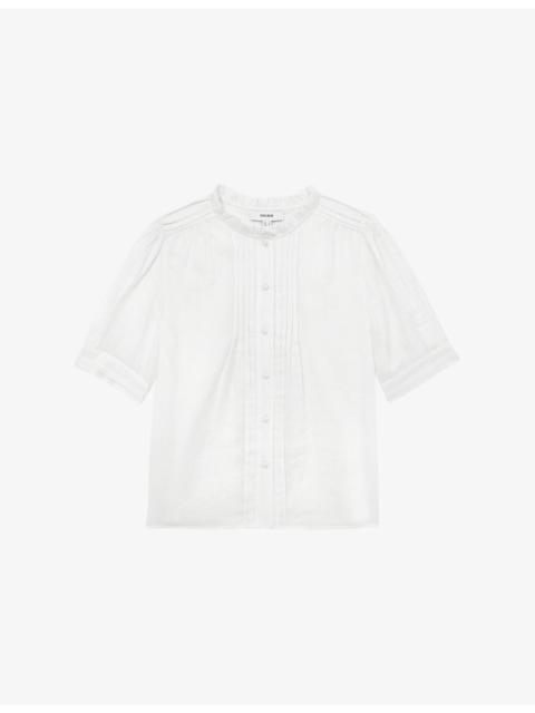 REISS Aurelia Frill-Neck Cotton-Muslin Top