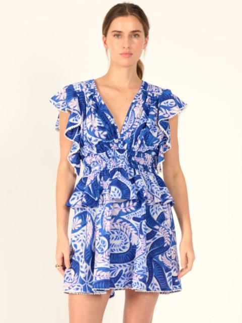 Poupette St Barth Mini Dress Noemi - Blue Holy Snake