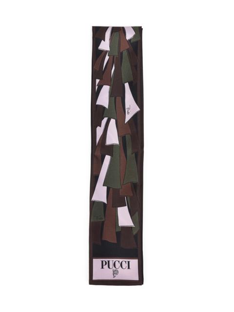 PUCCI Khaki and pink Baiadera mix-prints silk twill bandeau scarf
