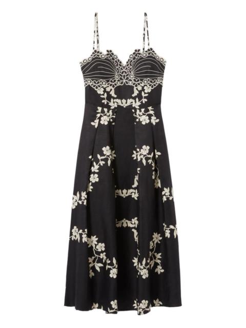 Claudie Pierlot floral-pattern embroidered midi dress