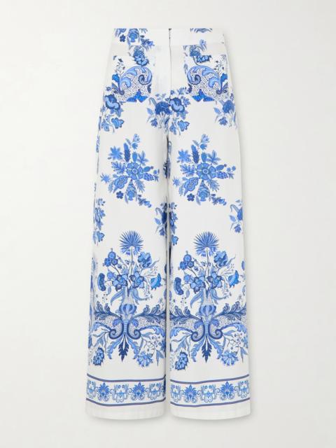 EMPORIO SIRENUSE Floral Printed Cotton Wide-leg Pants