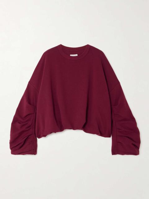 Ruched cropped cotton-jersey sweater