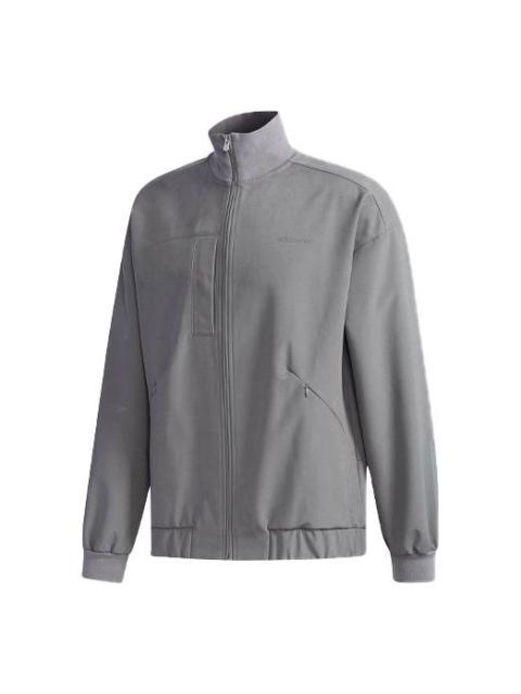 adidas neo M Ut Bmbr Jkt Casual Sports Zipper Stand Collar Long Sleeves Jacket Gray CV8988