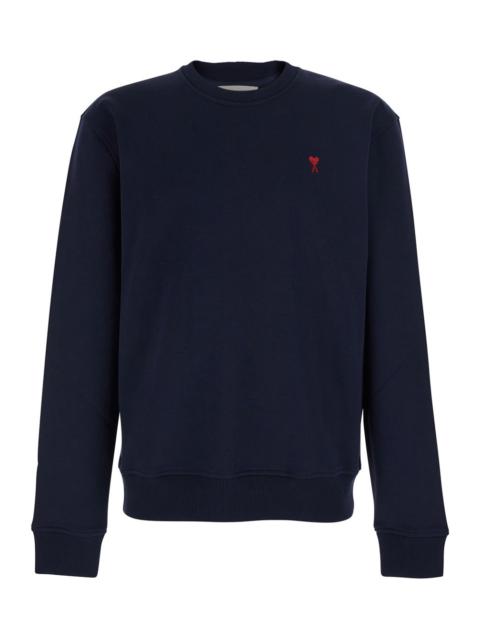 AMI Paris Blue Sweatshirt With Ami De Coeur Logo On The Front In Cotton Man Blu Sweatshirts