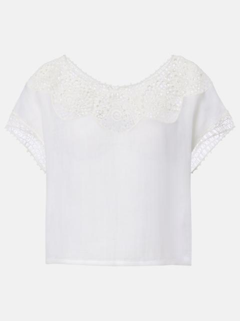 NILI LOTAN Caila crochet-trimmed ramie top