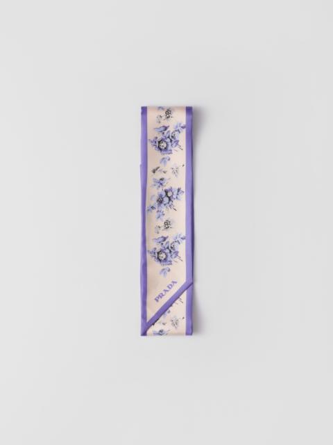 Prada Printed silk twill skinny scarf