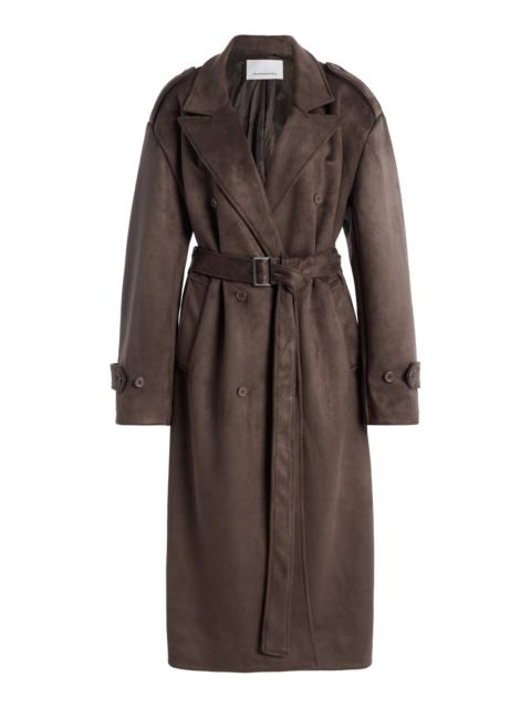 The Frankie Shop Pembroke Faux Suede Trench Coat brown
