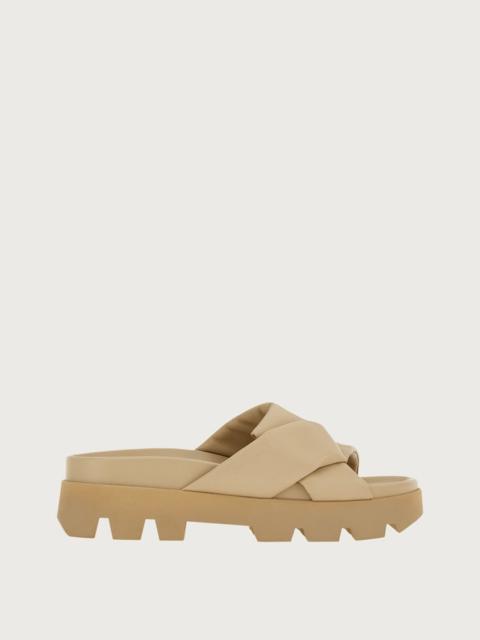 FERRAGAMO SPORTY SLIDERS WITH ORIGAMI KNOT