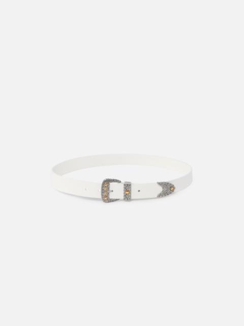 PINKO SHINY LEATHER BELT WITH METALLIC FINISHES, 3 CM