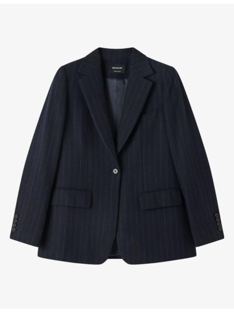 WHISTLES Pinstripe Single-Breasted Wool-Blend Blazer