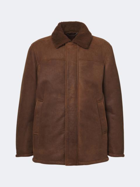 Canali Shearling-trimmed leather jacket