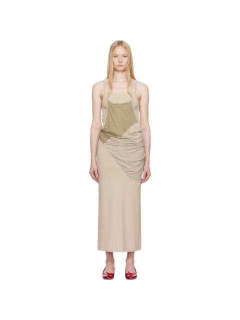 OPEN YY Beige Layered Halter Neck Maxi Dress