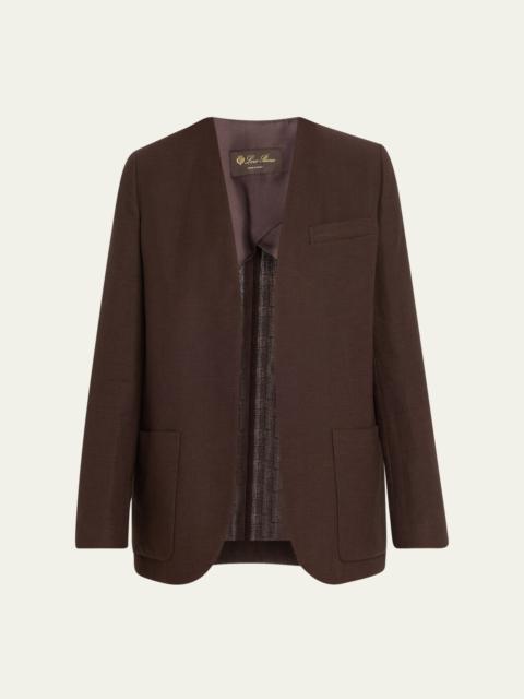 Loro Piana Hanna Open-Front Summer Linen Crepe Jacket