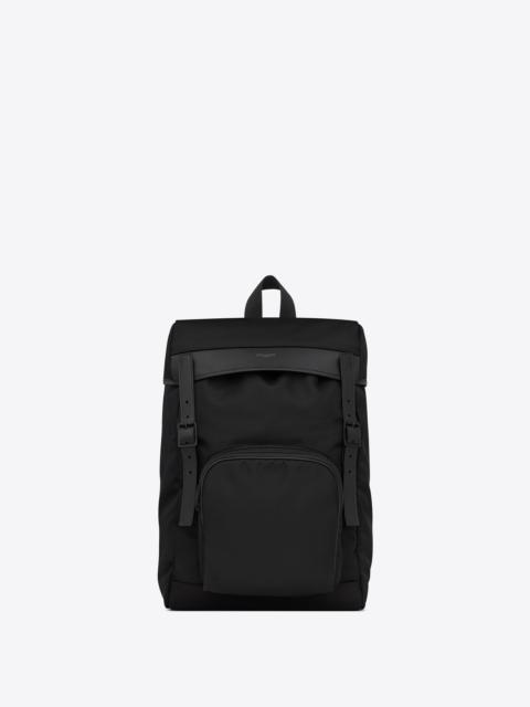 SAINT LAURENT city flap backpack in econyl®, smooth leather and nylon