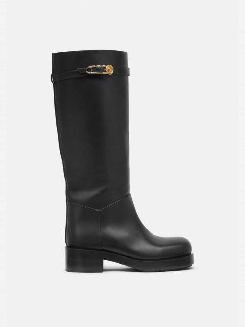 VERSACE Safety Pin Knee High Boots