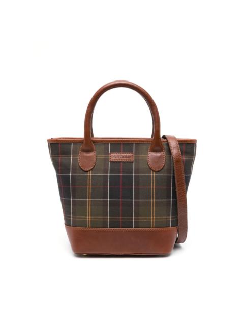 Barbour tartan-check leather tote bag